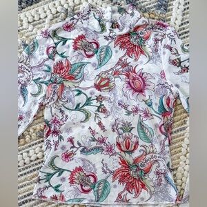 Blue B Mock Neck Mesh Floral Top